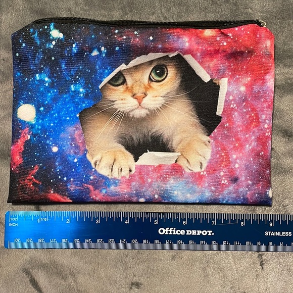 Cat Busting Out of Galaxy So Cute! Canvas Makeup (Pencil/Pen) Bag - Picture 8 of 9